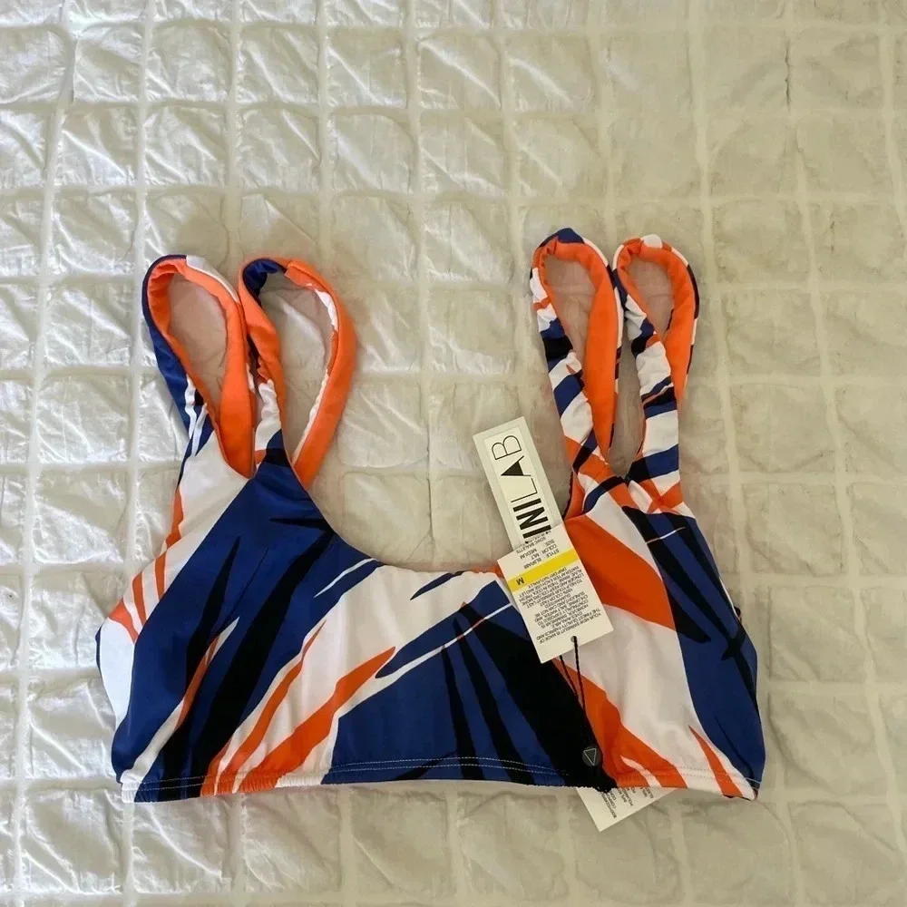 The bikini lab orange blue printed bikini top